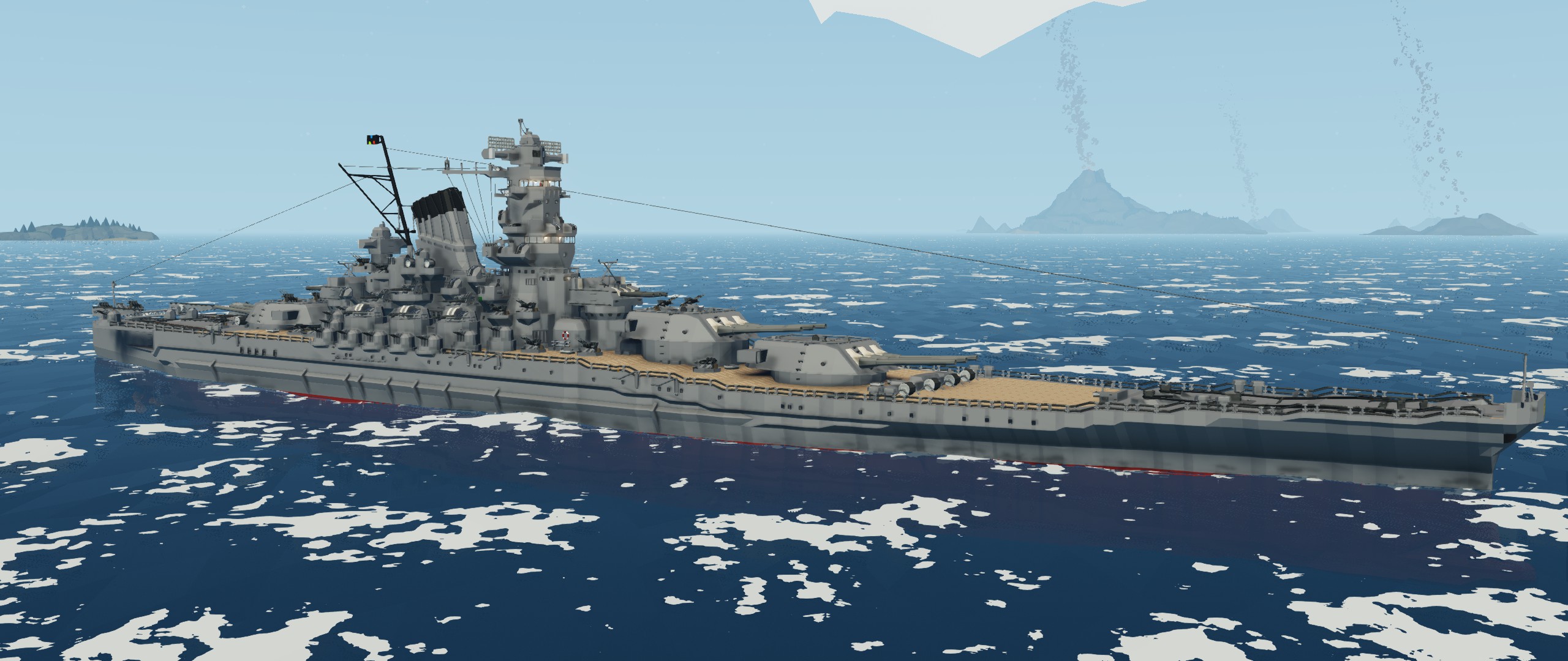 Большой самодельный корабль в море в Stormworks: Build and Rescue