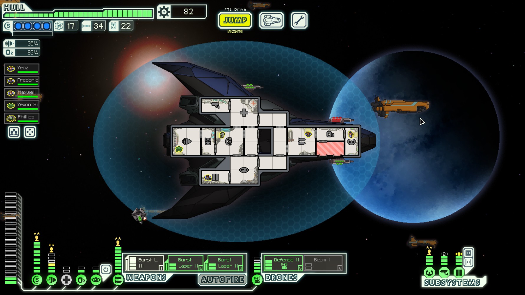 Управление кораблём и бой в FTL: Faster Than Light