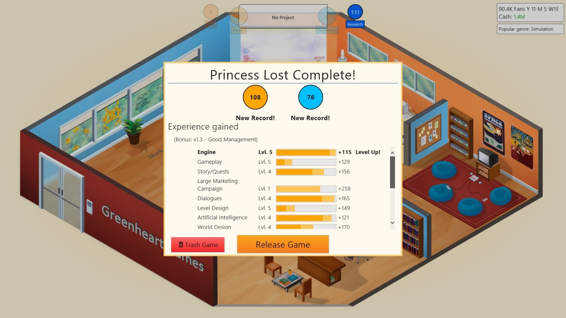 Разработка игры в офисе Game Dev Tycoon