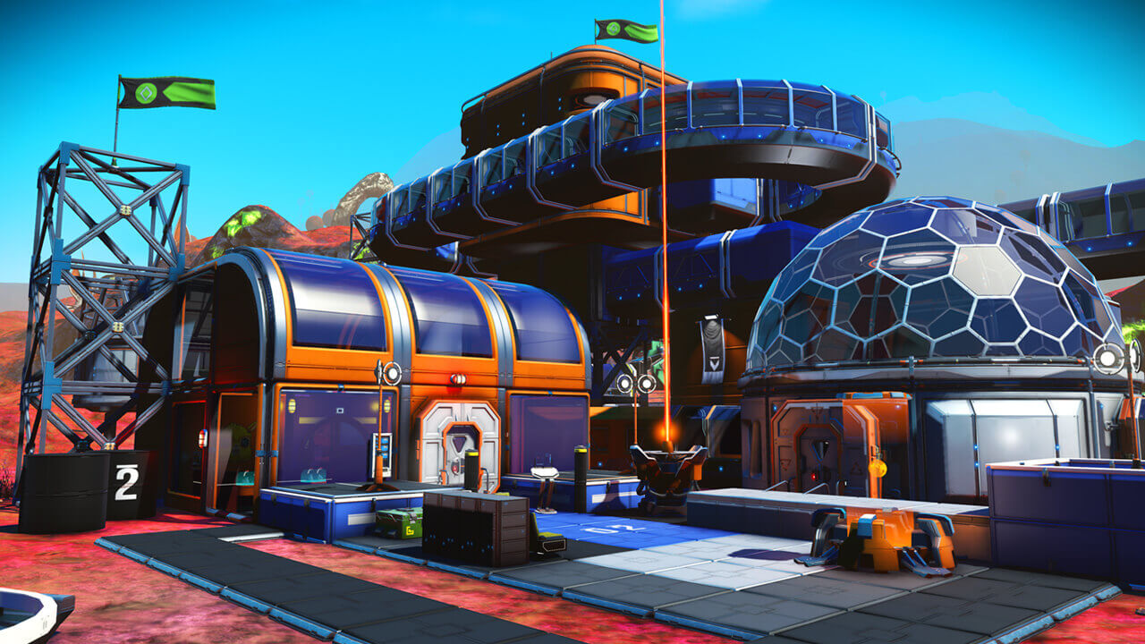 Игровой процесс No Man's Sky: построенная база на поверхности планеты