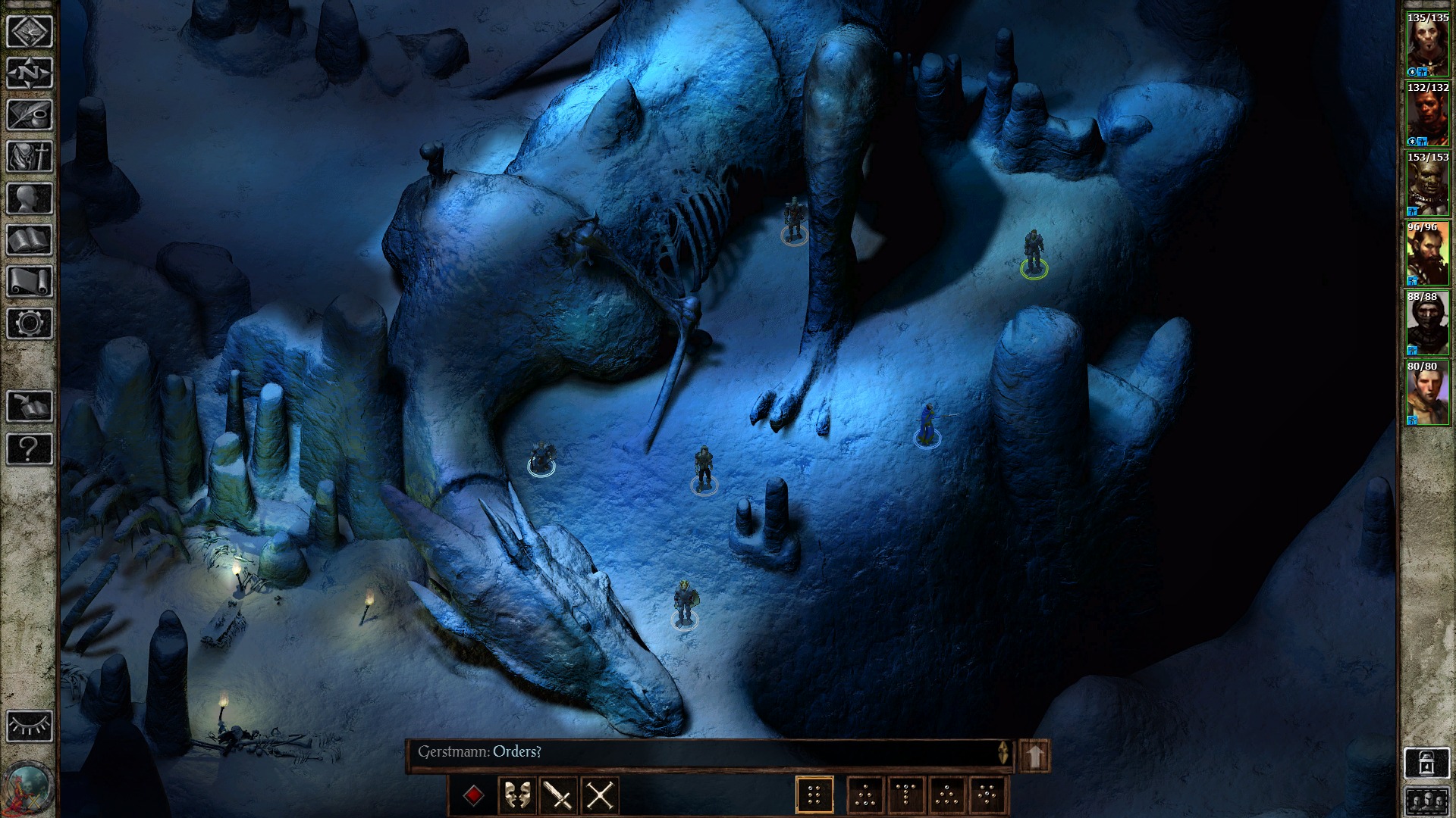 Отряд исследует ледяную пещеру в Icewind Dale: Enhanced Edition
