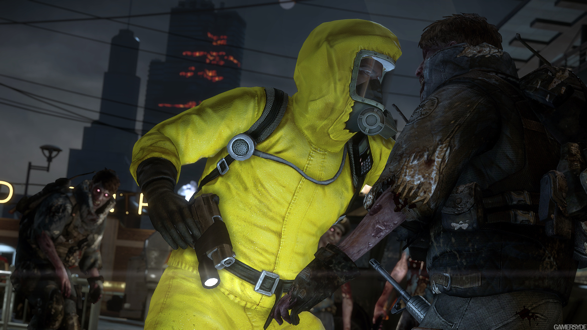 Геймплей Dead Rising 3: столкновение с заражённым на городской улице