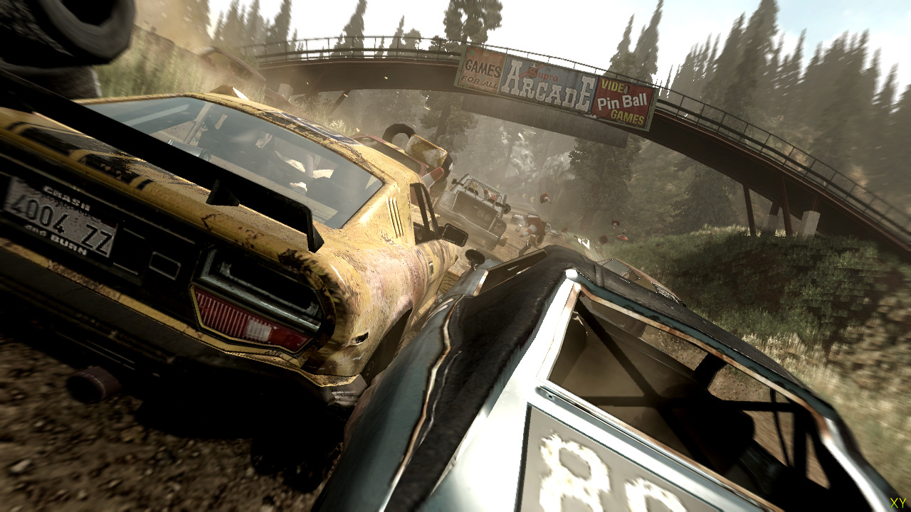 Столкновение автомобилей во время гонки в FlatOut: Ultimate Carnage