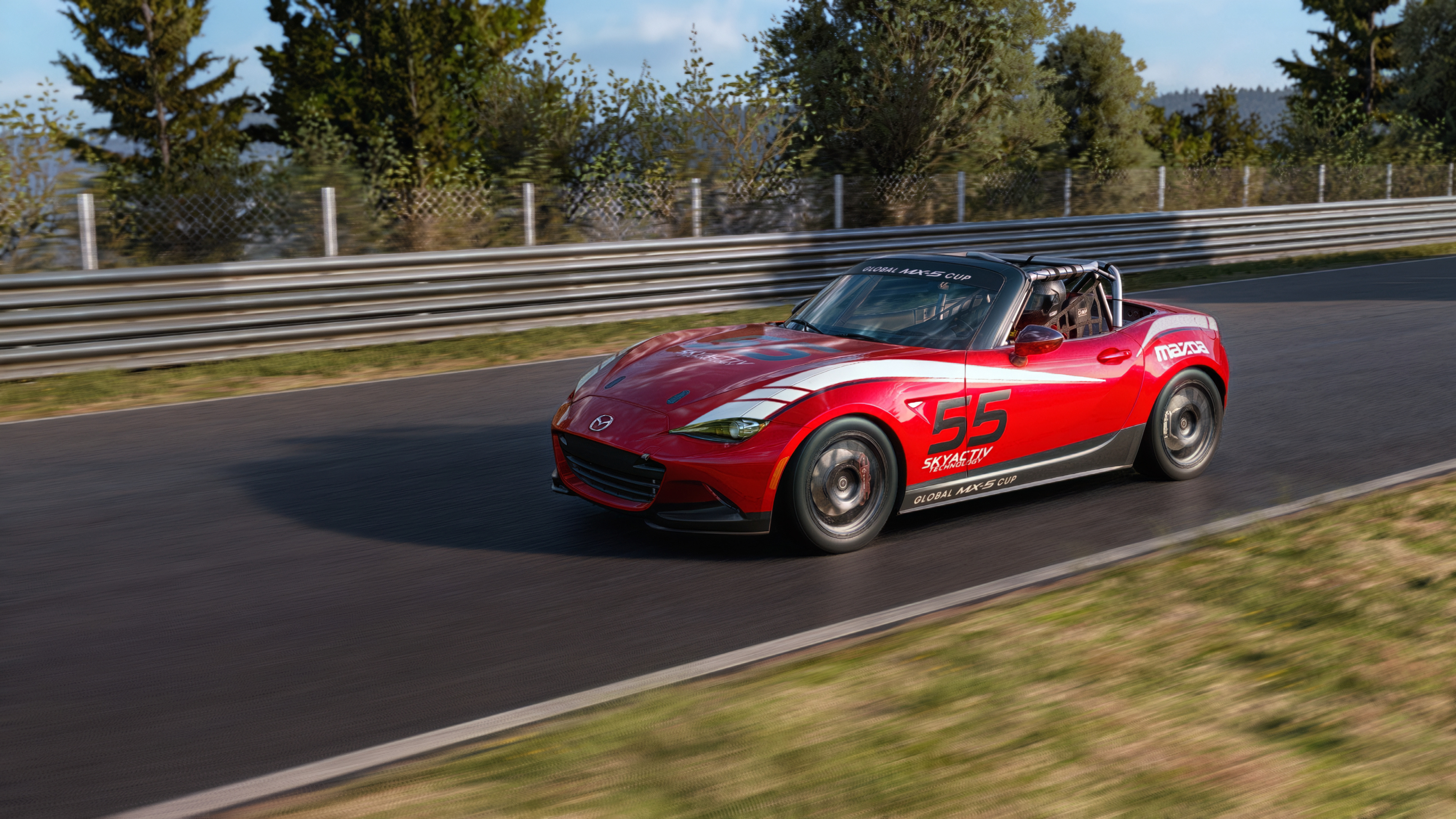 Гоночный автомобиль на трассе в Assetto Corsa