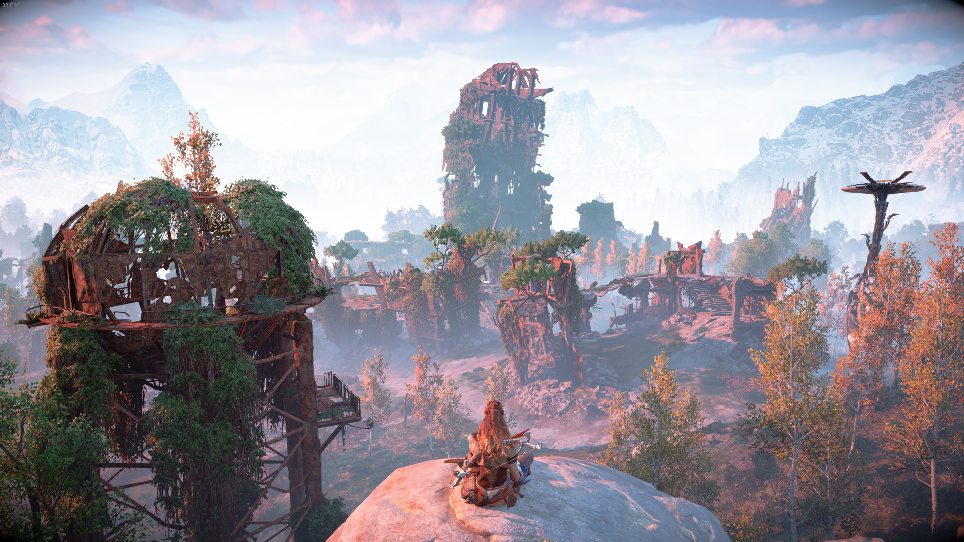 Геймплей Horizon Zero Dawn — Элой исследует руины древнего мира