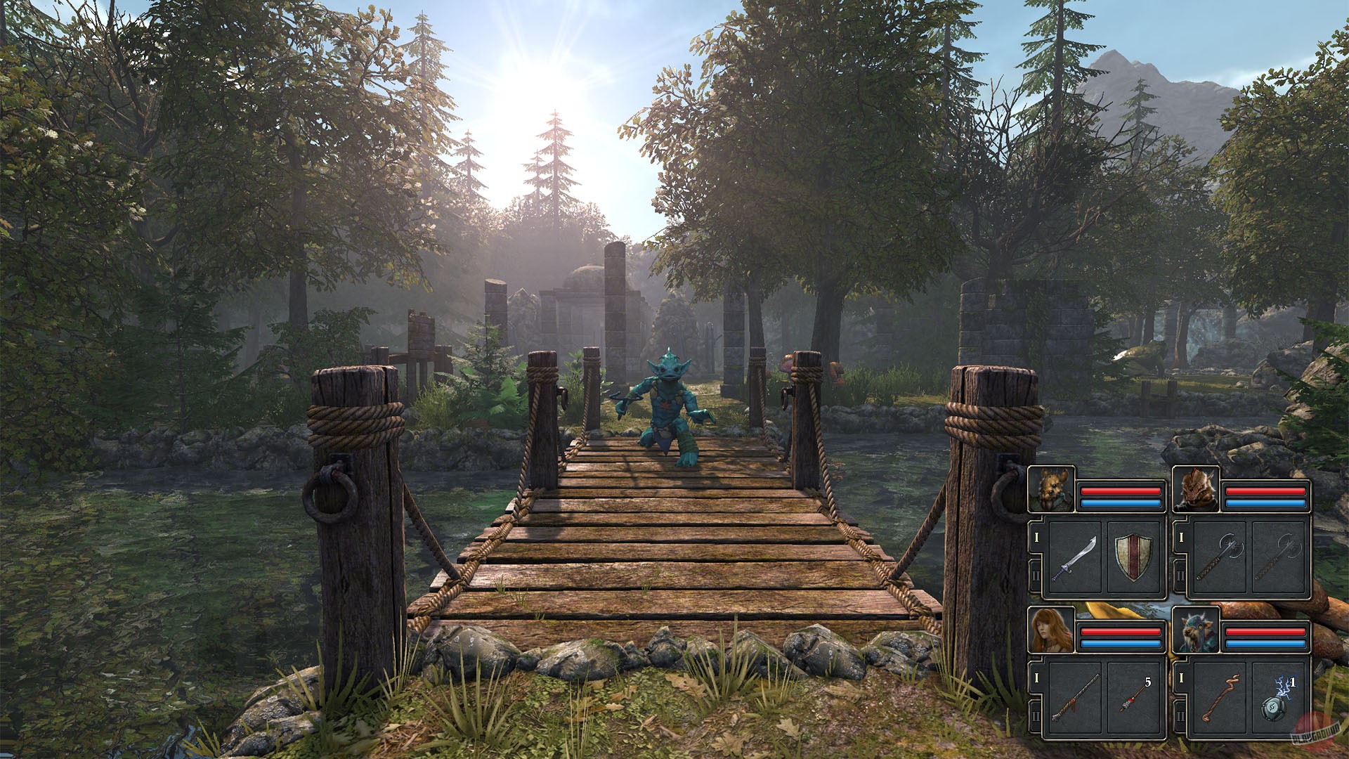 Исследование леса отрядом в Legend of Grimrock 2