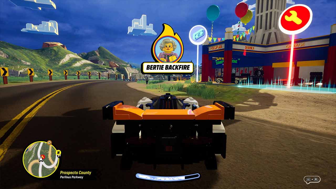 Геймплей LEGO 2K Drive — гоночный автомобиль исследует открытый мир