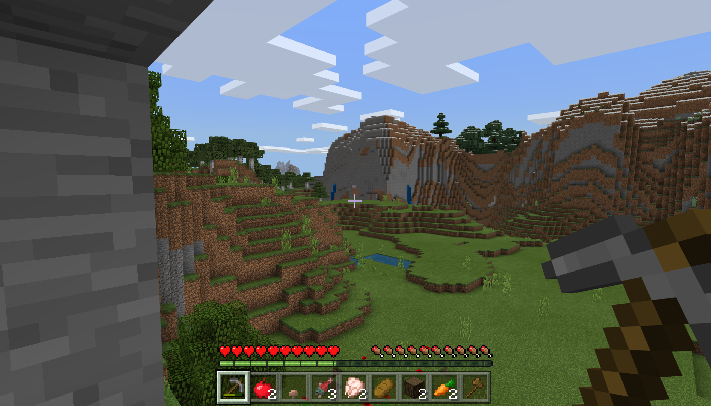 Геймплей Minecraft — исследование кубических гор в режиме выживания