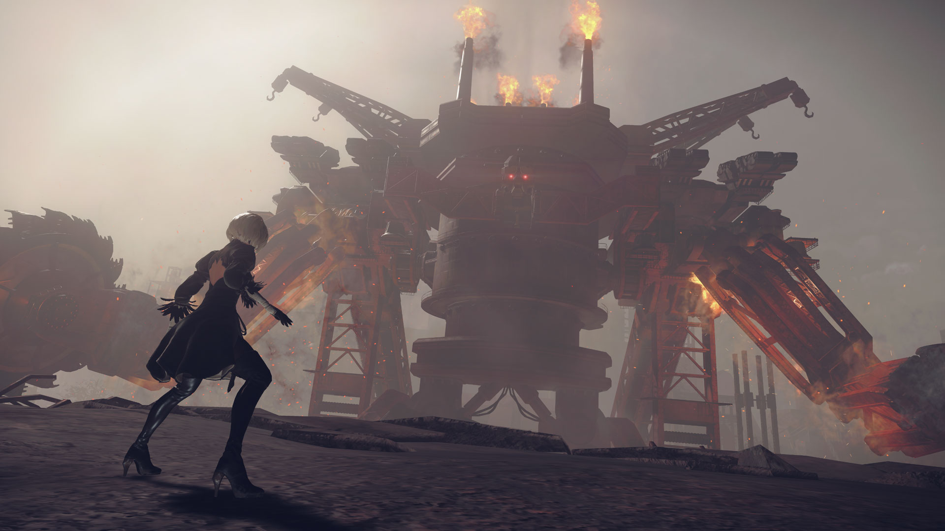 Сражение с крупным противником в NieR: Automata