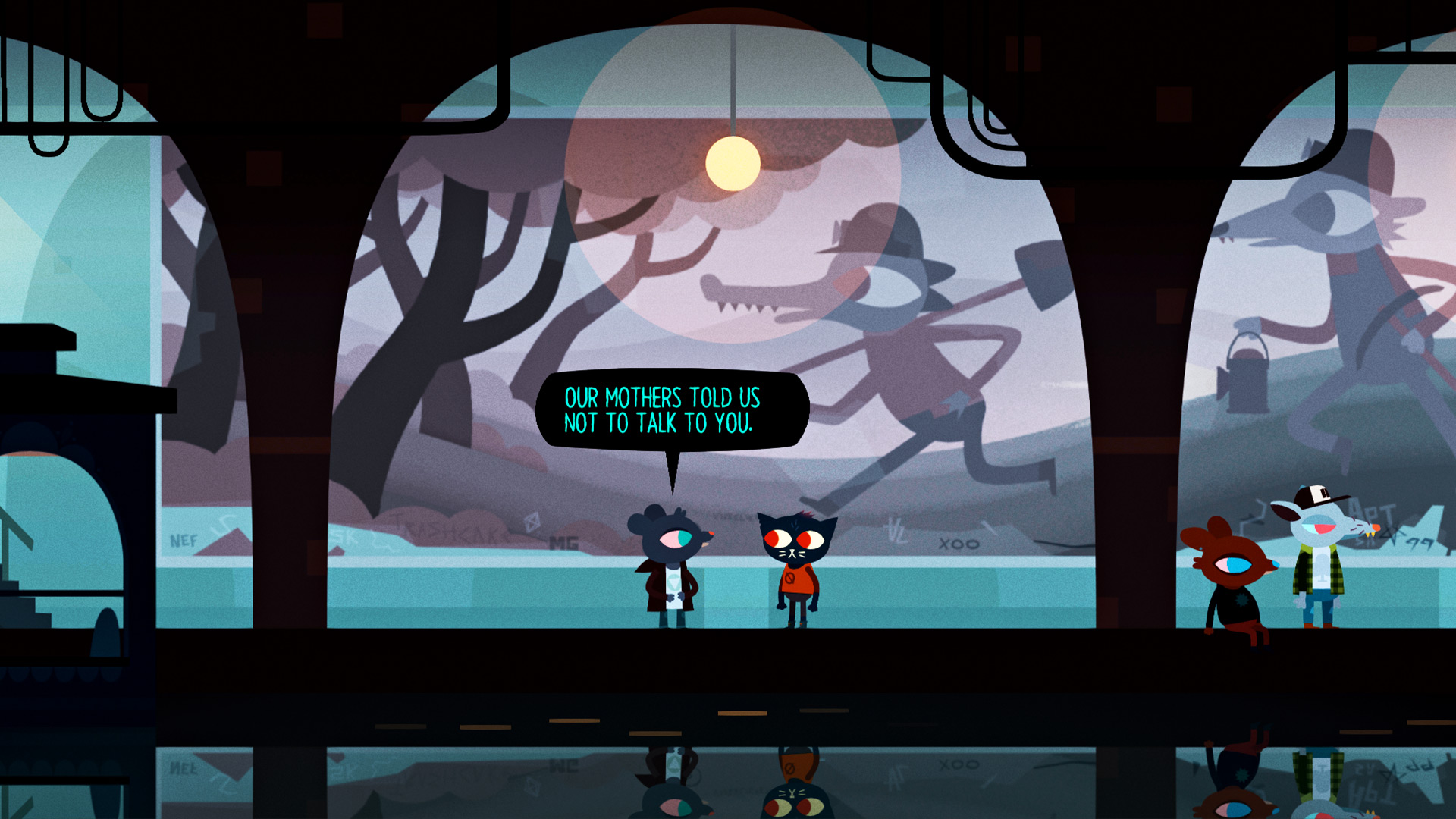 Мэй разговаривает с друзьями в Night in the Woods