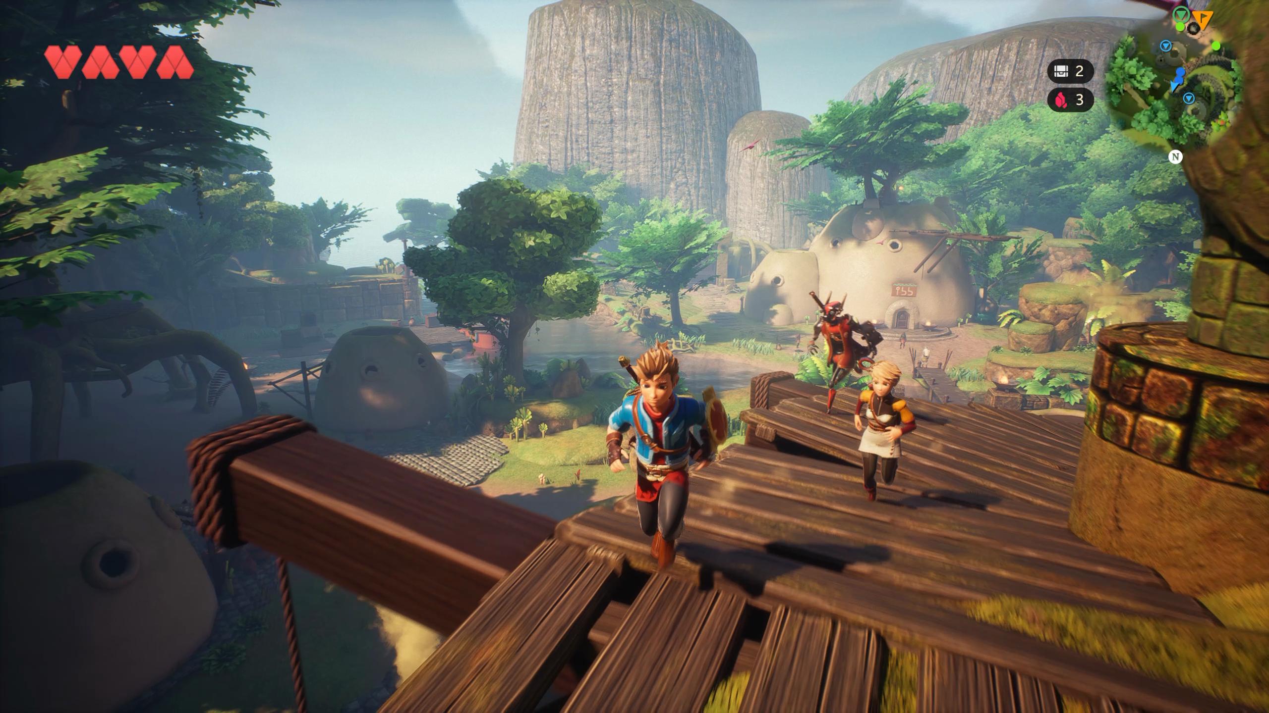 Игровой процесс Oceanhorn 2: герой на деревянном мосту среди руин