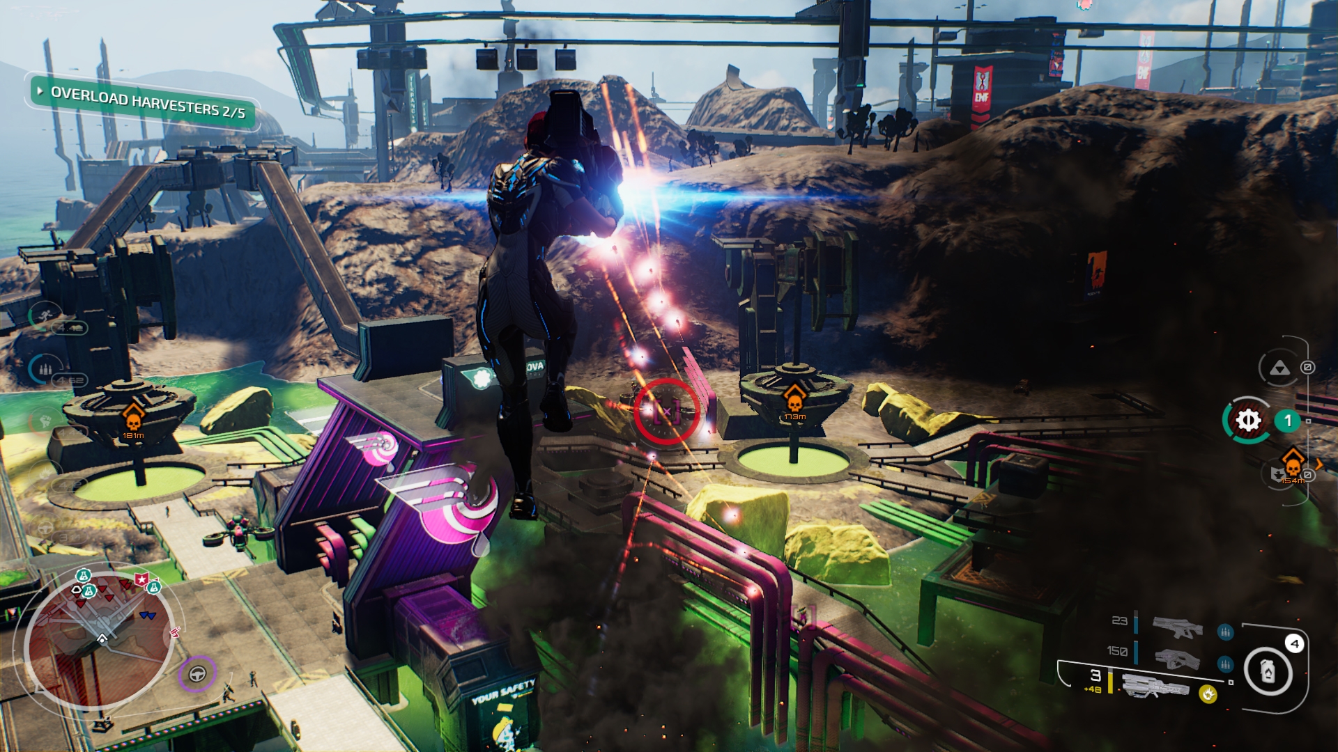 Игровой процесс Crackdown 3: агент на крыше над городом
