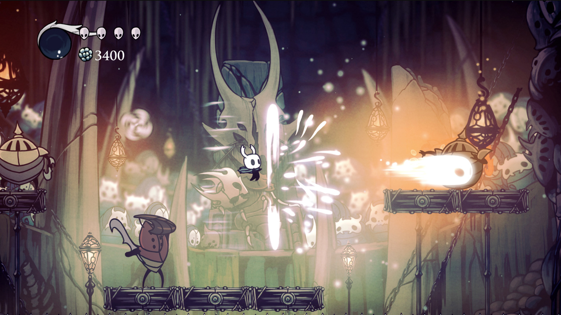 Бой и прыжки между платформами в Hollow Knight