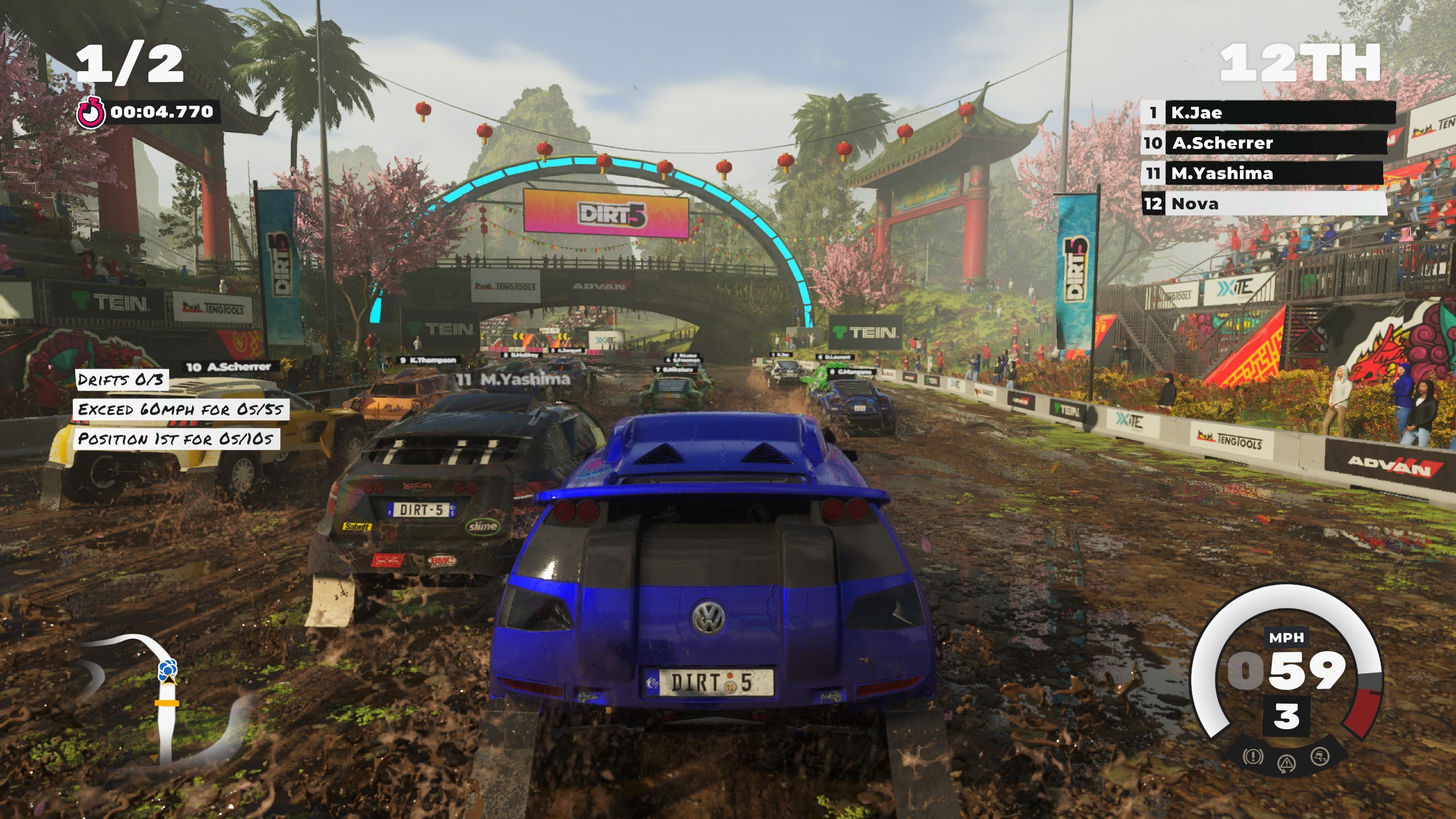 Геймплей DiRT 5 — гонка внедорожников по грязевой трассе