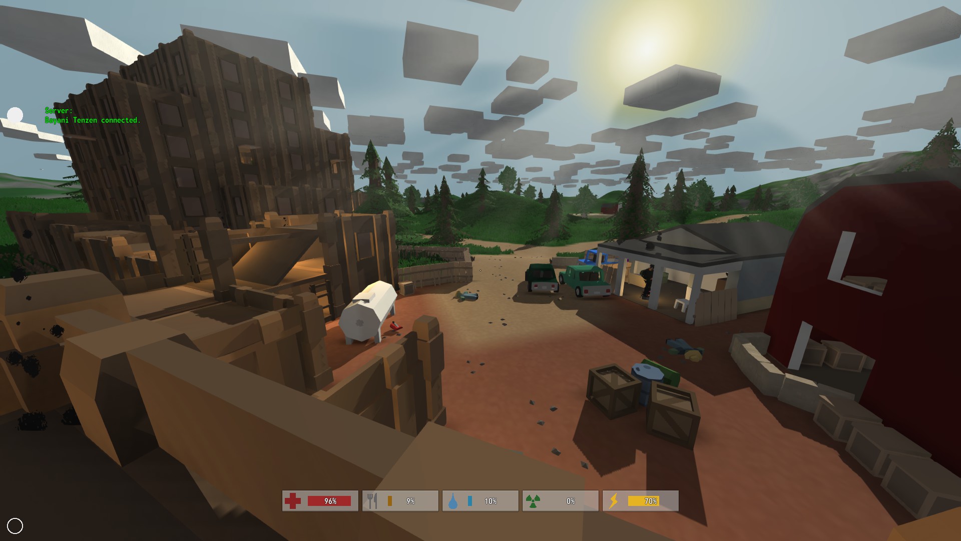 Геймплей Unturned: база выживших с постройками и автомобилями
