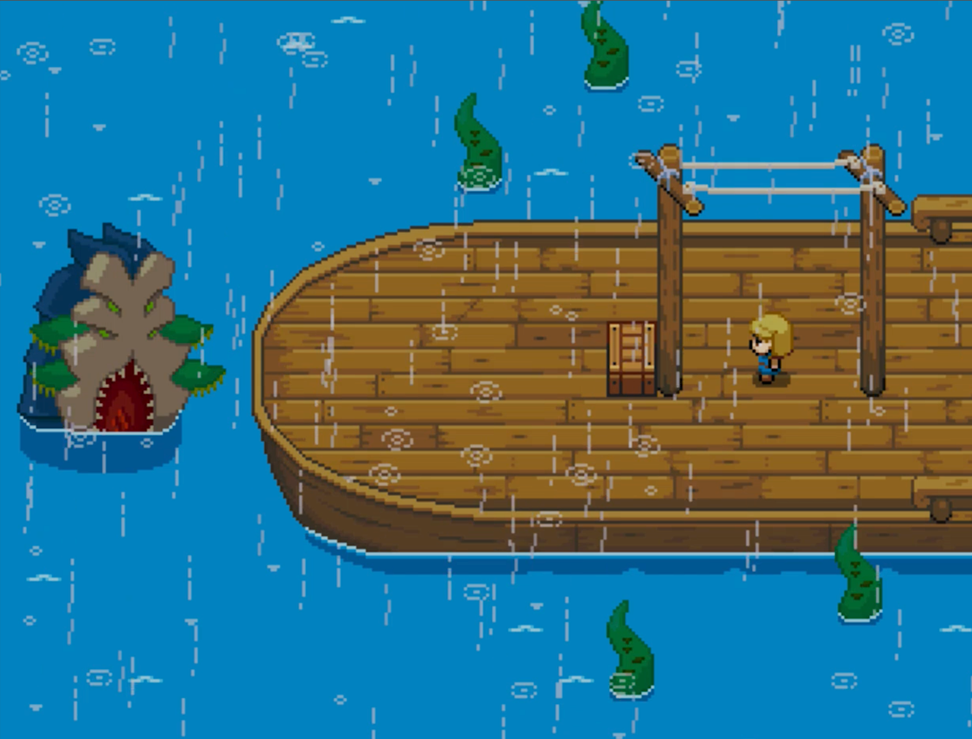 Игровой процесс Ocean's Heart: Тилия исследует корабль у острова