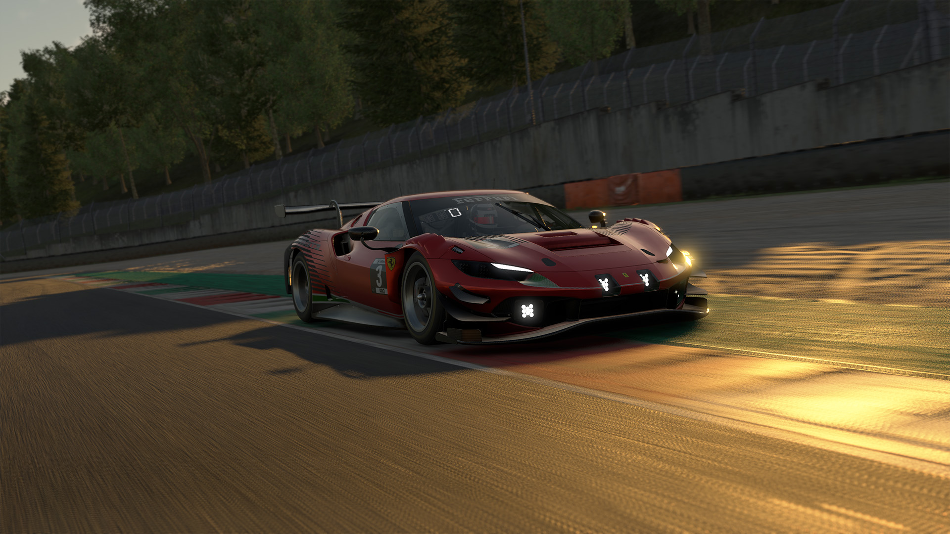 Ferrari 296 GT3 на трассе в iRacing