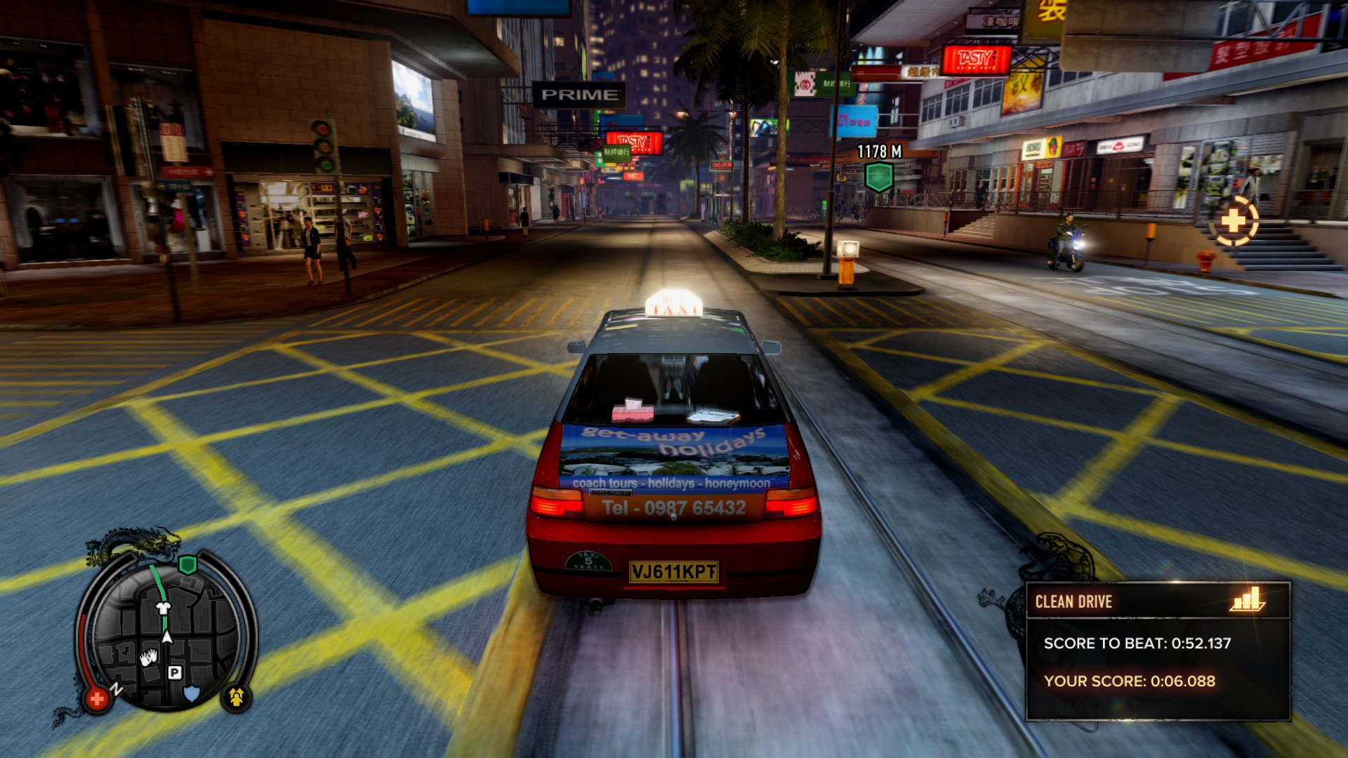 Поездка на такси по ночным улицам Гонконга в Sleeping Dogs
