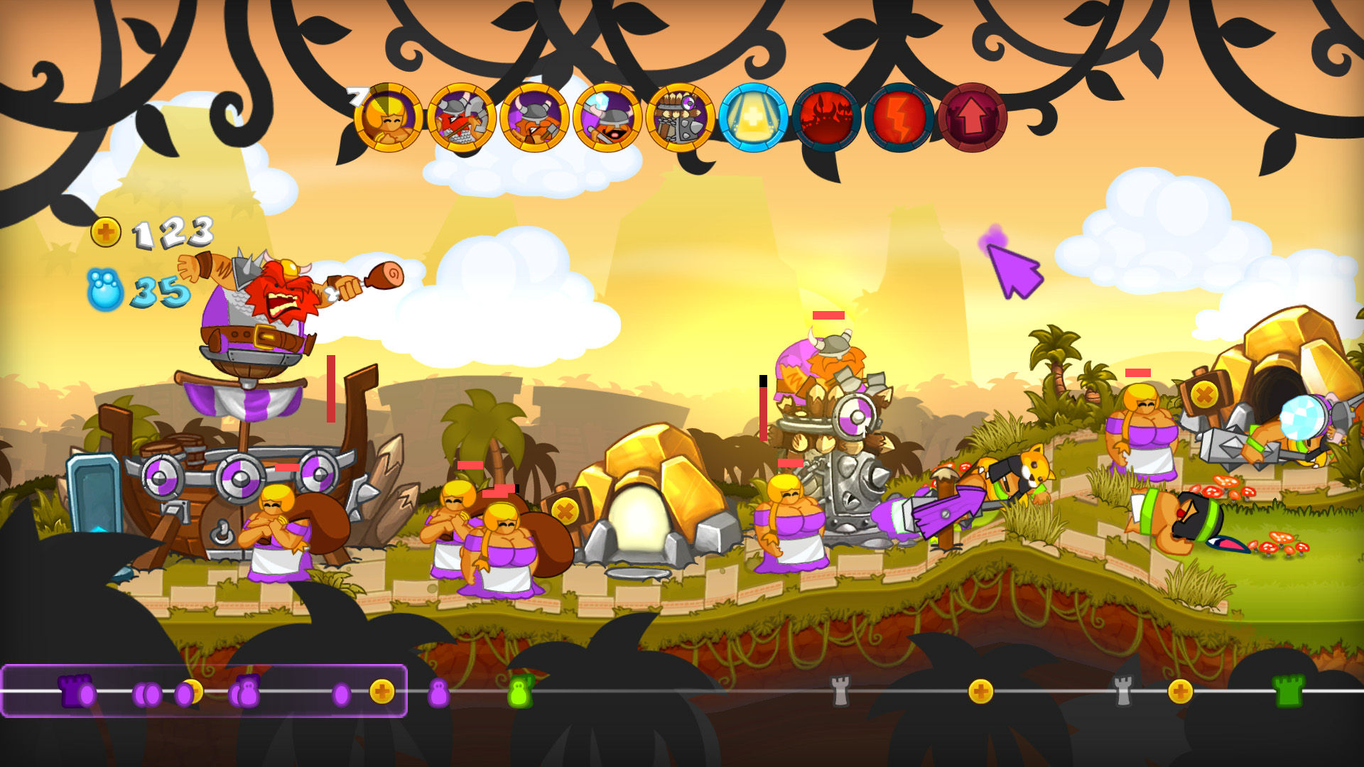 Противостояние армий в Swords and Soldiers HD