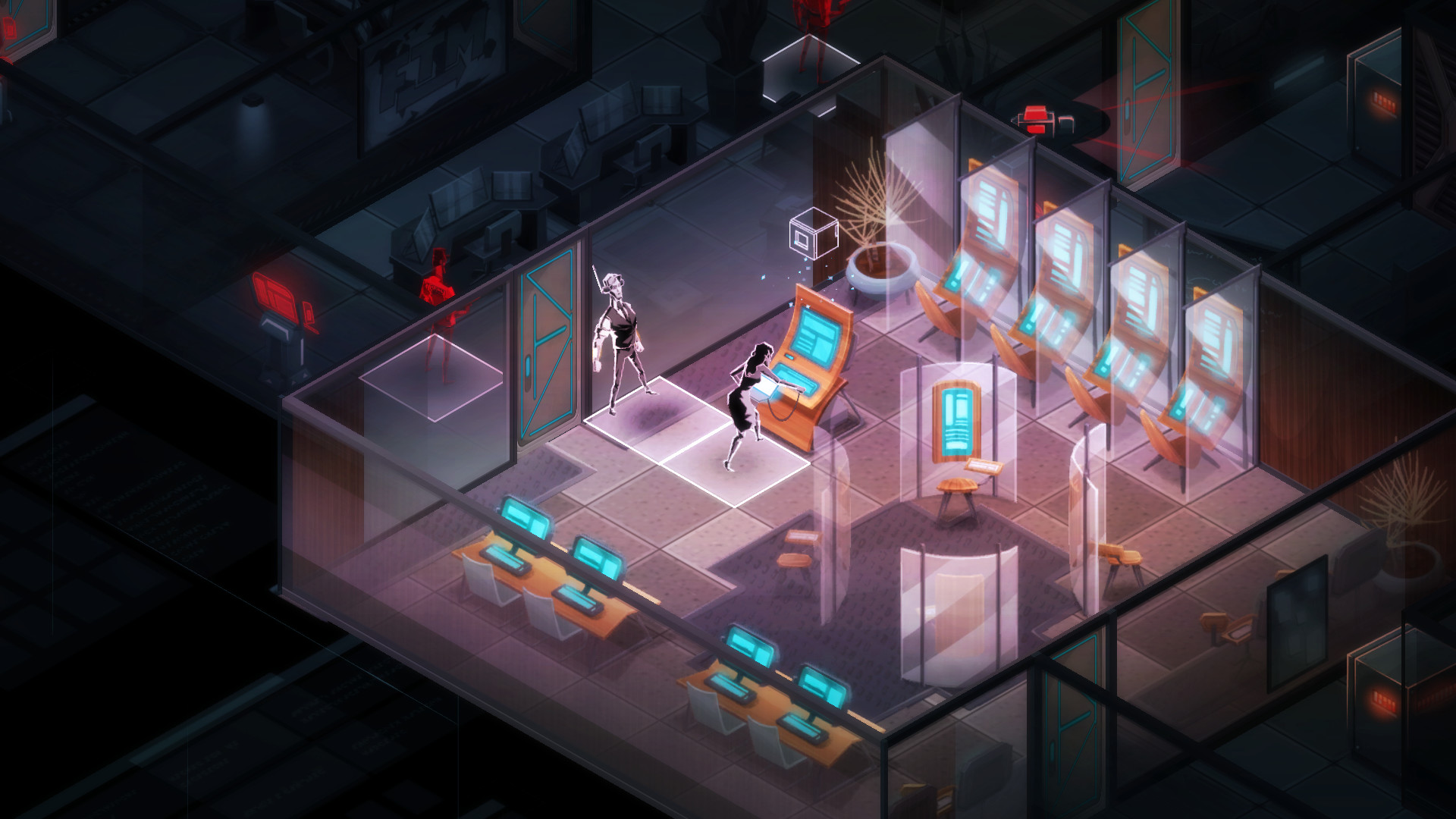 Геймплей Invisible, Inc. — агент исследует охраняемые помещения