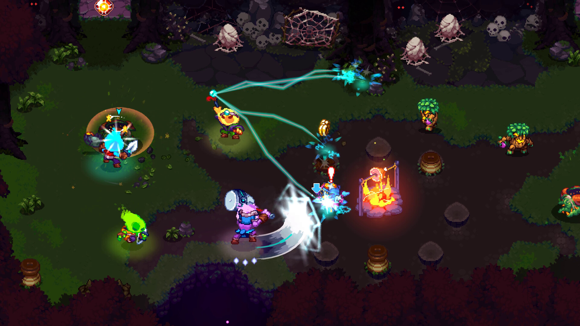 Геймплей Ember Knights: сражение с группой врагов