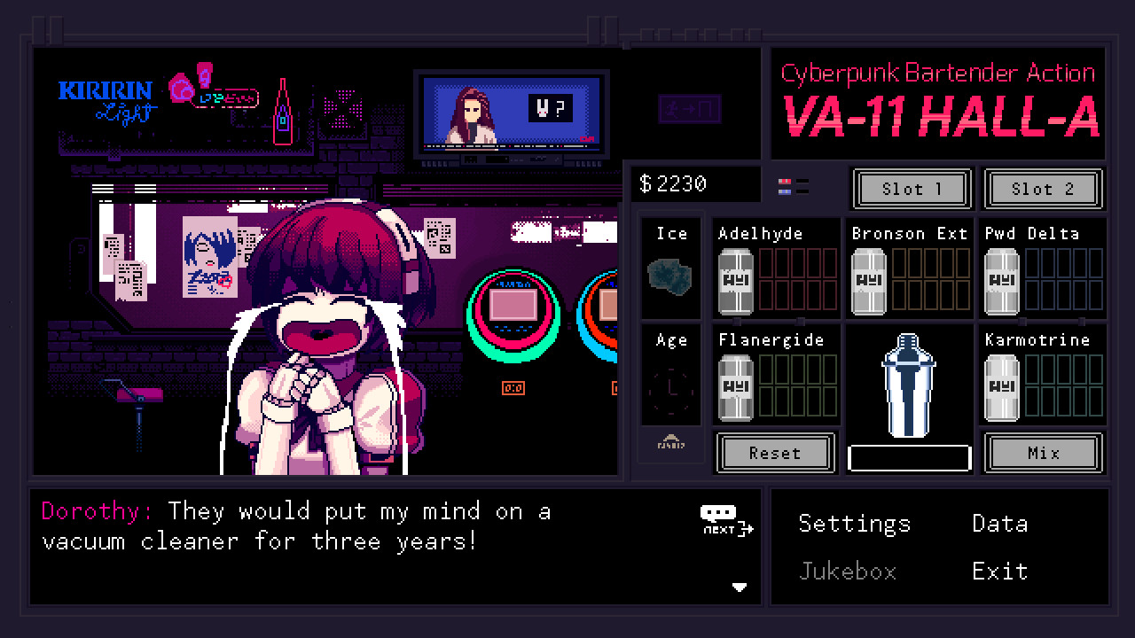 Игровой процесс VA-11 Hall-A: Cyberpunk Bartender Action