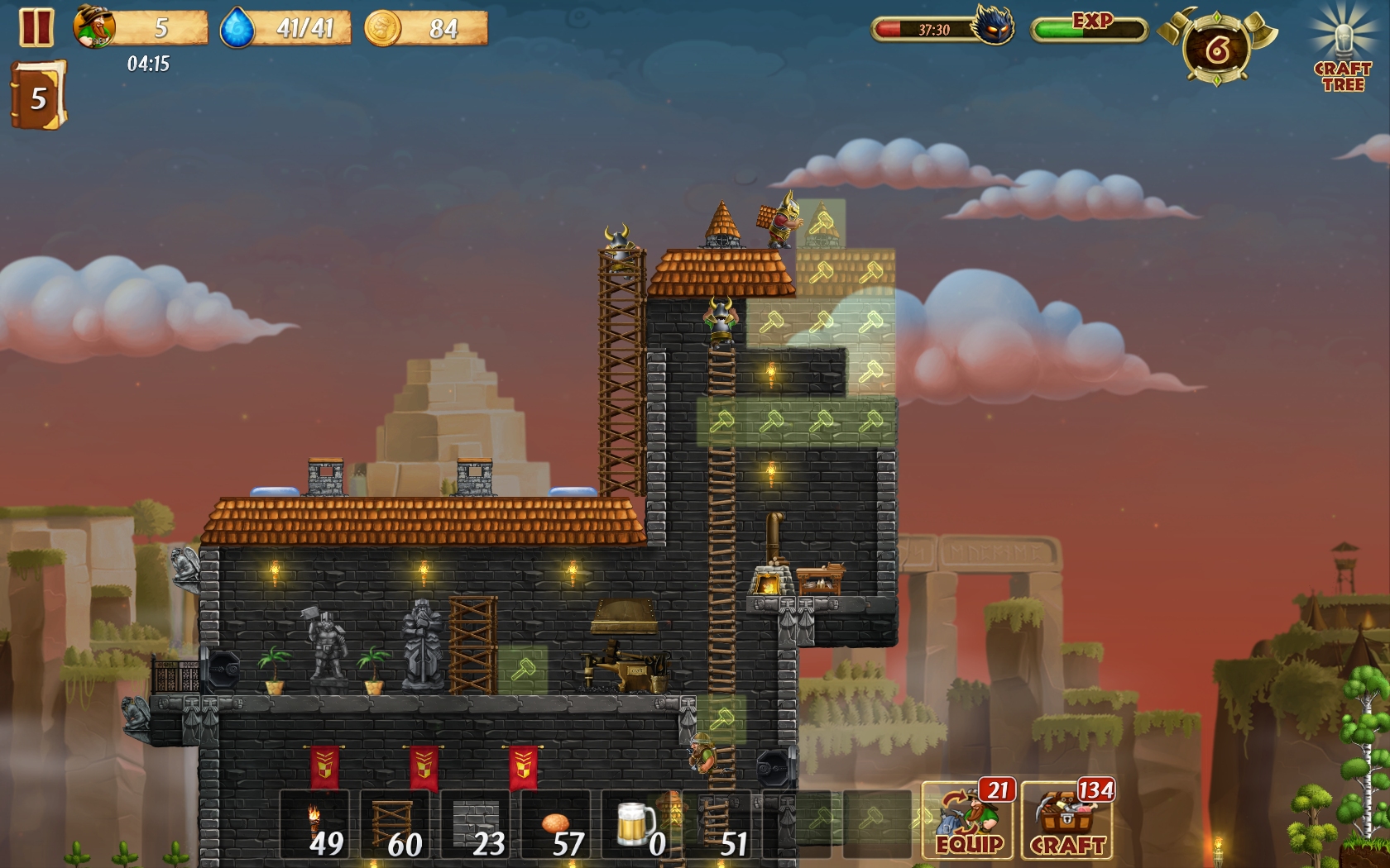 Игровой процесс Craft the World: крепость гномов с подземными помещениями