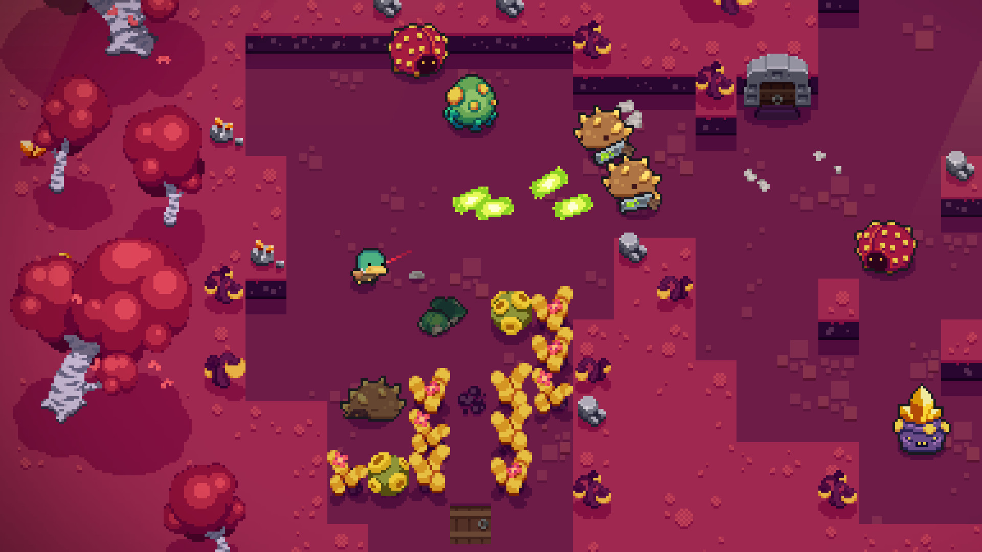 Геймплей Blazing Beaks: перестрелка на пиксельной арене