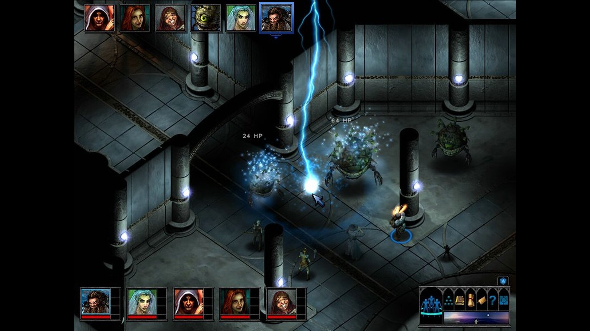 Пошаговое сражение в подземелье The Temple of Elemental Evil