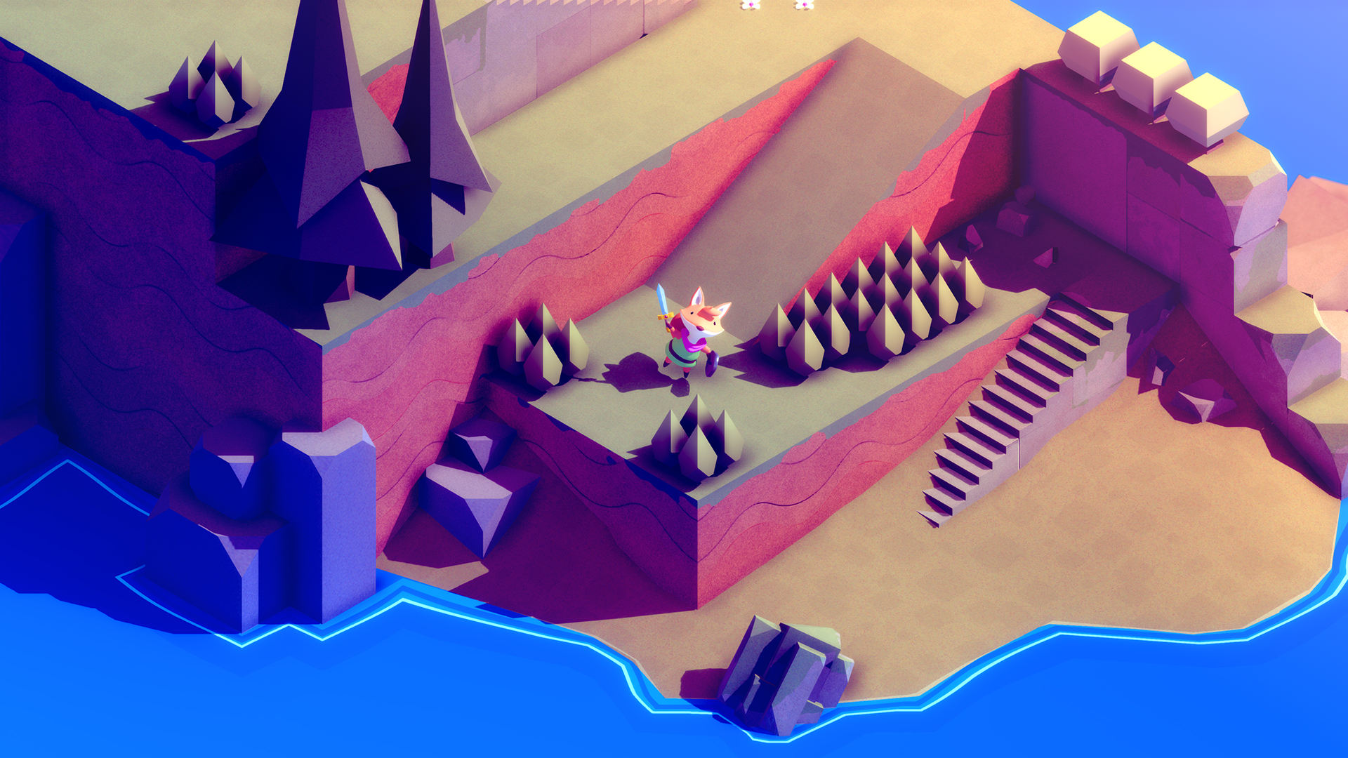 Игровой процесс Tunic: лисёнок исследует руины у побережья