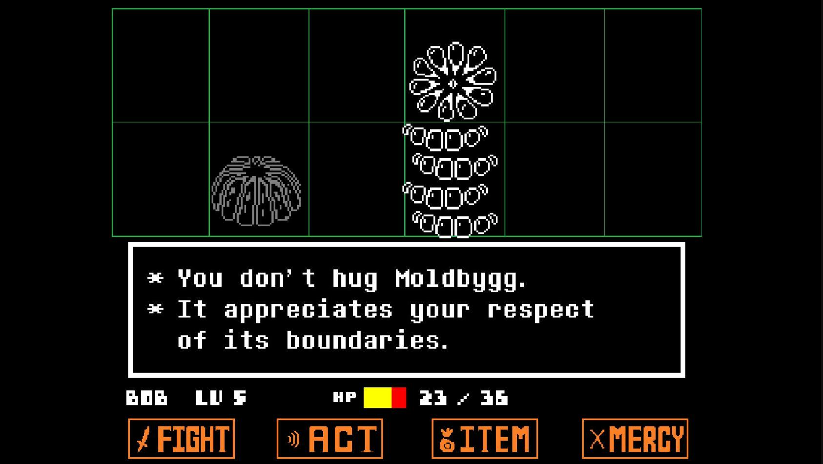 Сражение с монстром в Undertale