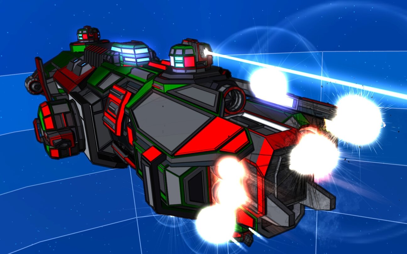 Космический корабль с работающими двигателями в Void Destroyer 2