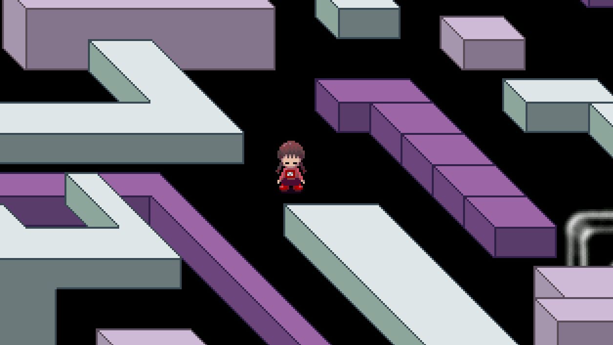 Мадоцуки среди геометрических платформ в Yume Nikki